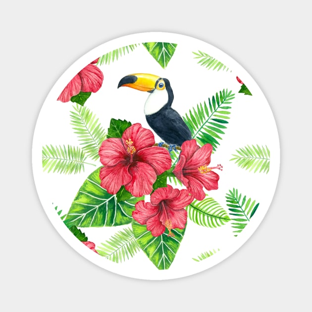 Toucan and tropical bouquet Magnet by katerinamk